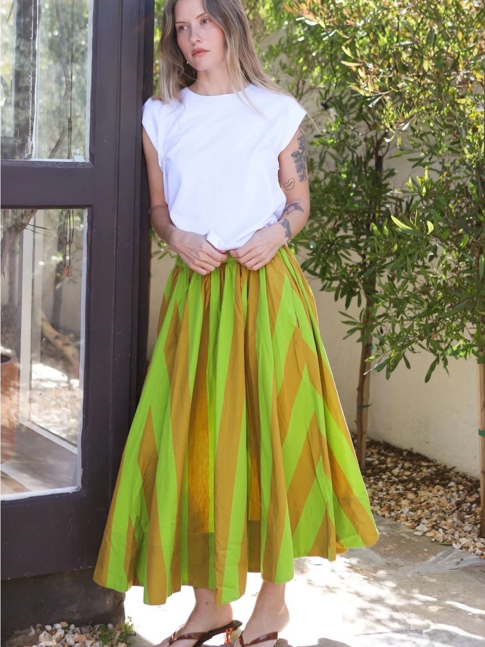 NWT Free People free-est Lowen Striped Midi Skirt - Retro Combo - Size M